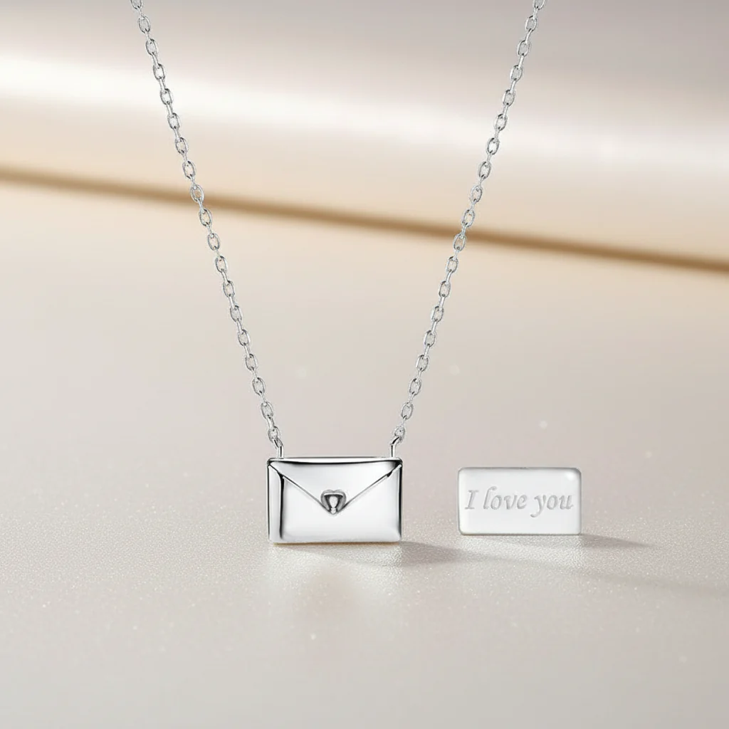Necklace Pendant Envelope Love Letter Copper Gift Jewelry