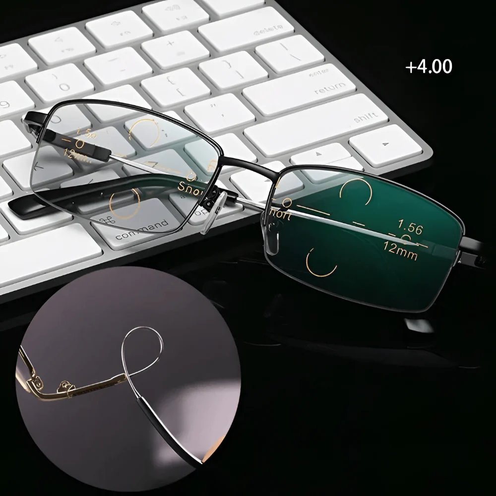Reading Glasses Progressive Photochromic Titanium Frame Eyewear