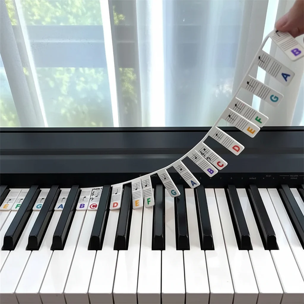 Piano Keyboard Stickers Silicone Note Labels Key Learning