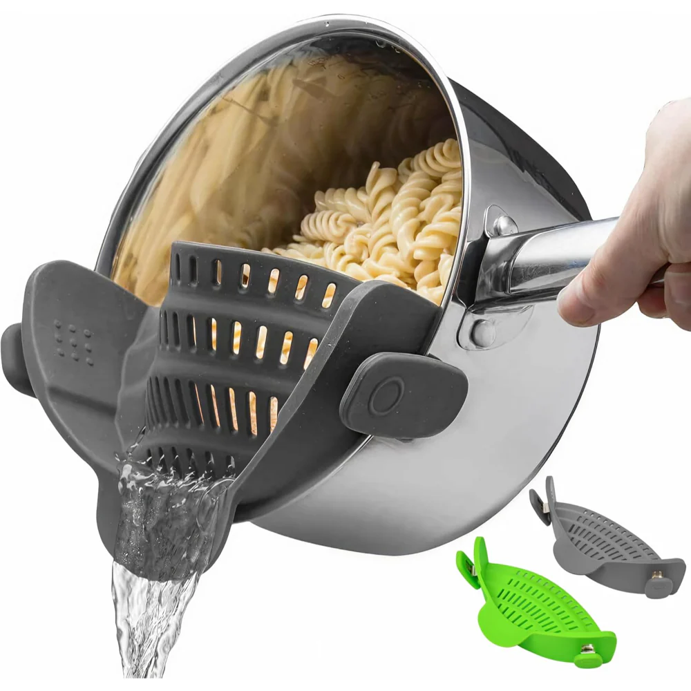 Kitchen Strainer Clip Style Pot Pasta Colander Silicone