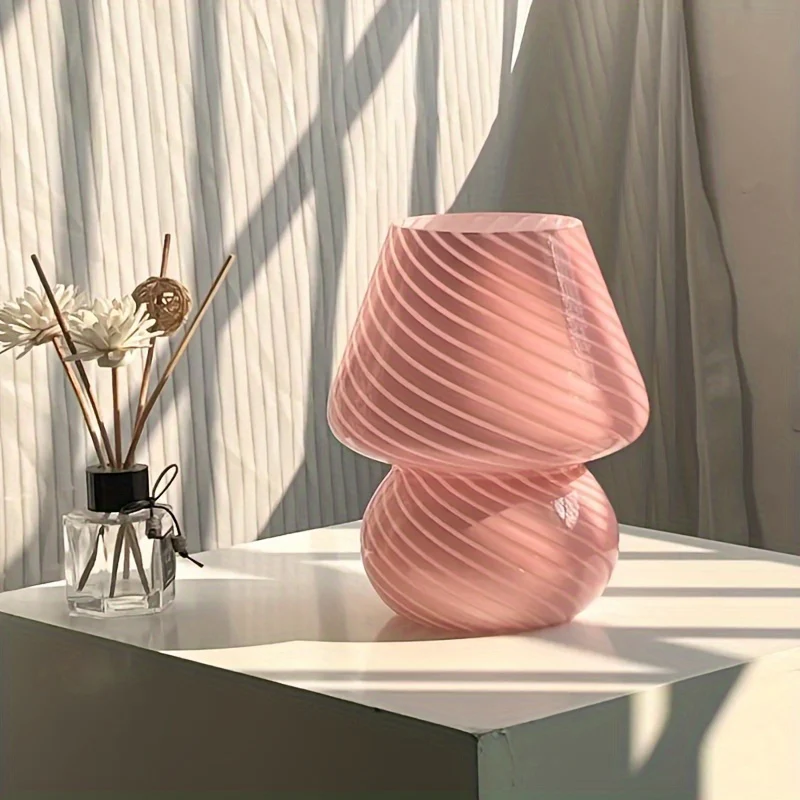 Murano-Style Glass Mushroom Lamp | USB Dimmable Table Light