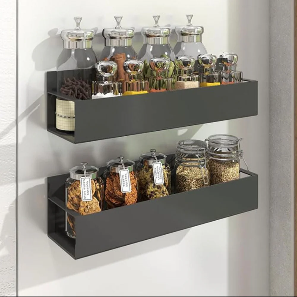 Magnetic Spice Rack Organizer Metal Refrigerator Wall Storage Shelf