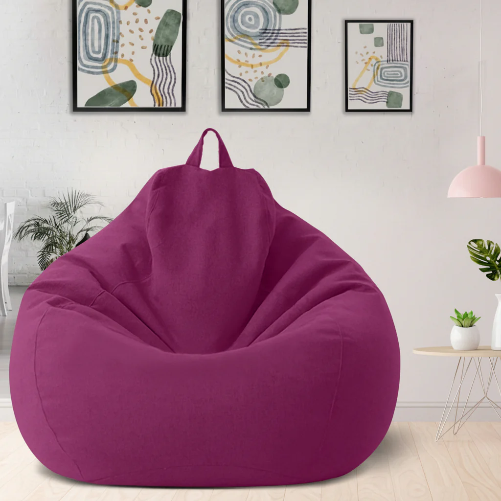 Bean Bag Chair Linen Ergonomic Lounger Home Relaxation