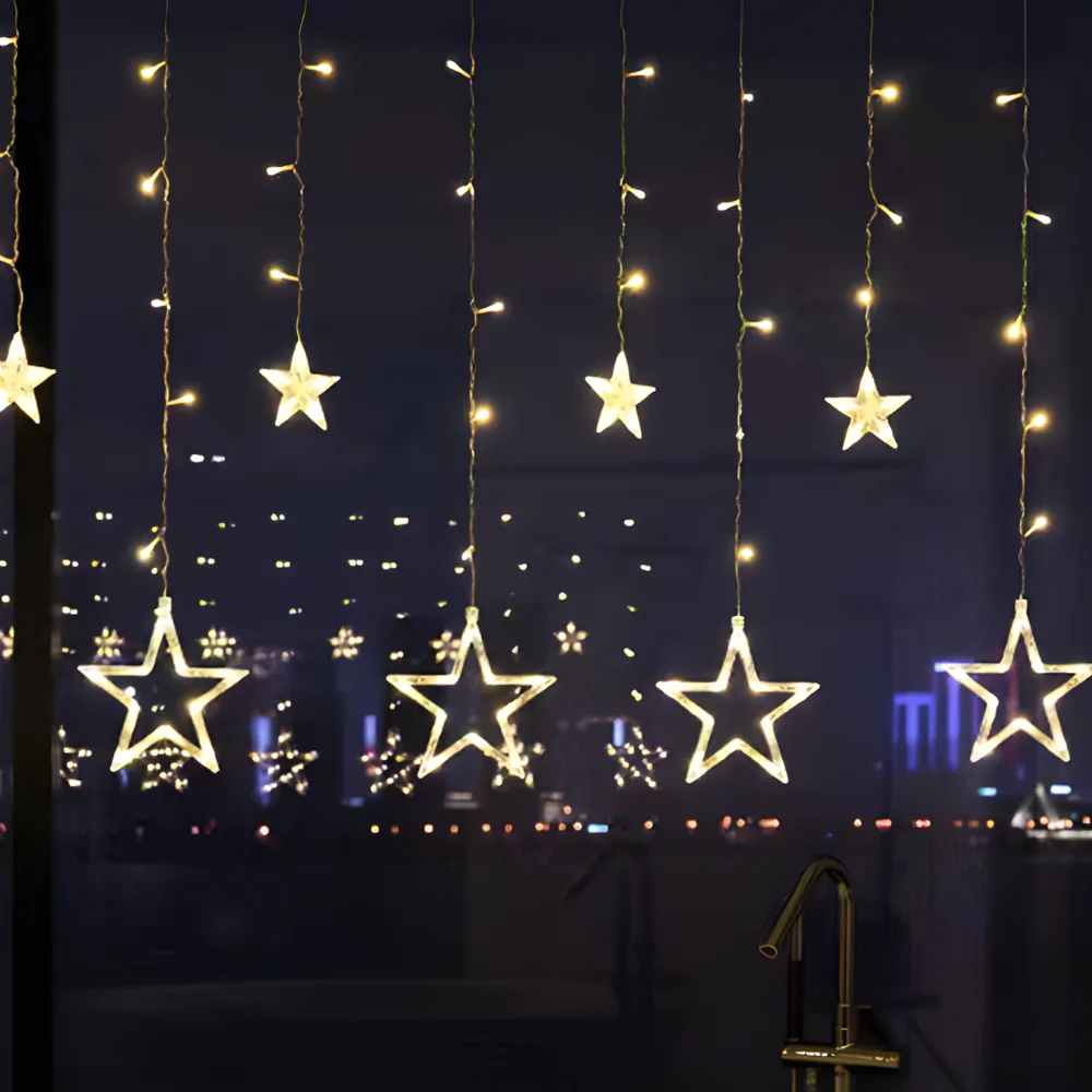 LED Star Light Curtain Warm White Indoor  Outdoor Holiday Decor