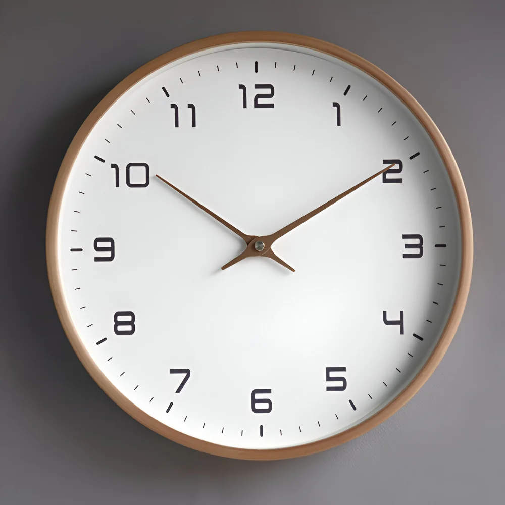 Wall Clock Modern Wooden Silent Non-Ticking Decorative Home Clock