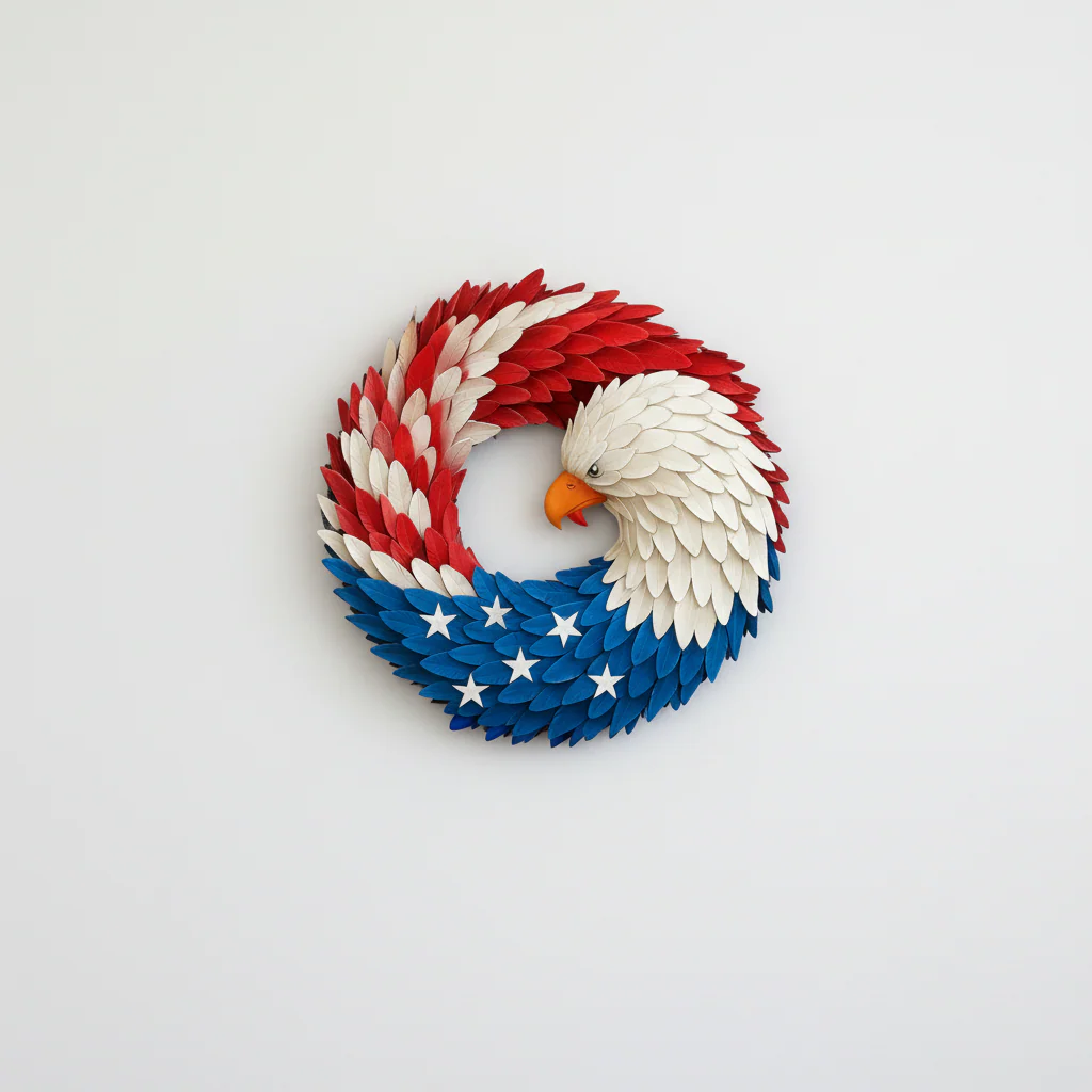 Wall Art Veterans Eagle Wreath Boxwood Indoor Outdoor Display