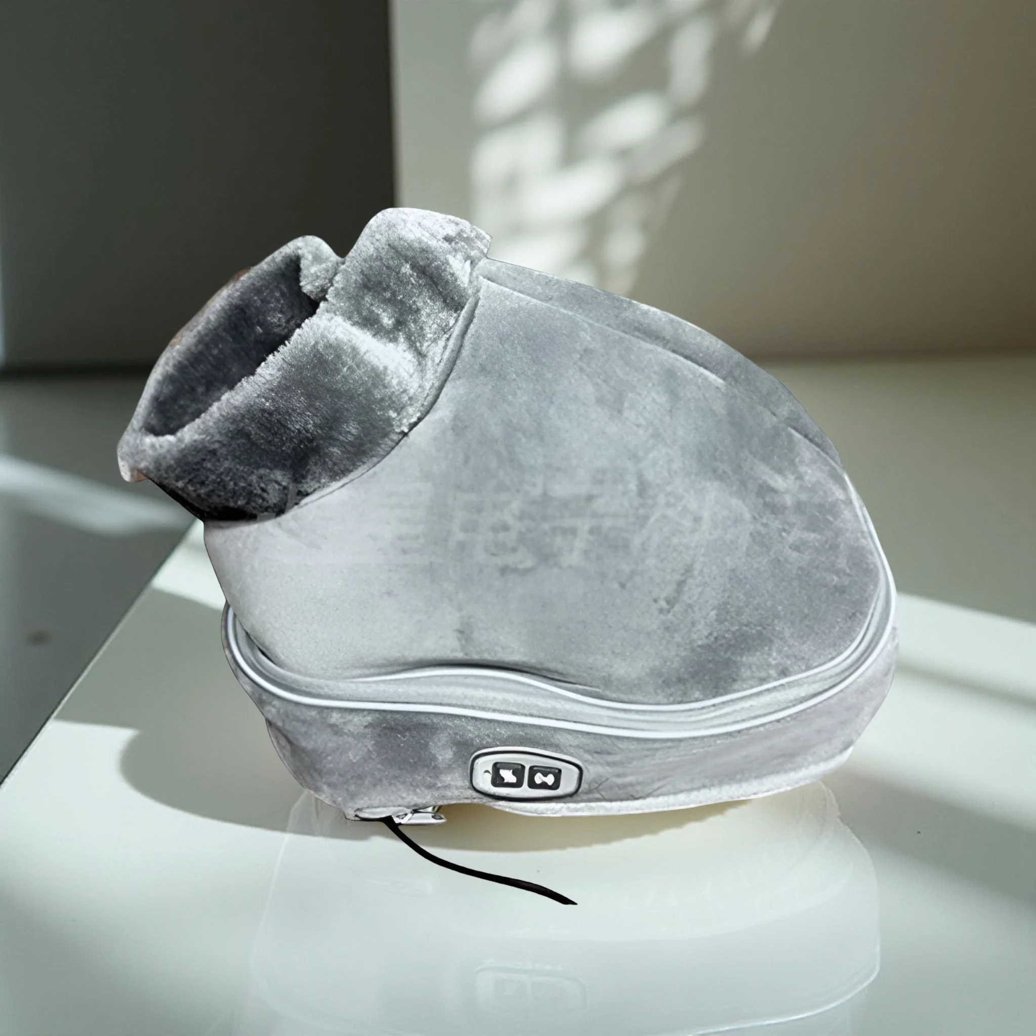 Foot Massager Heated Plush Vibration Slippers Cozy Relaxation