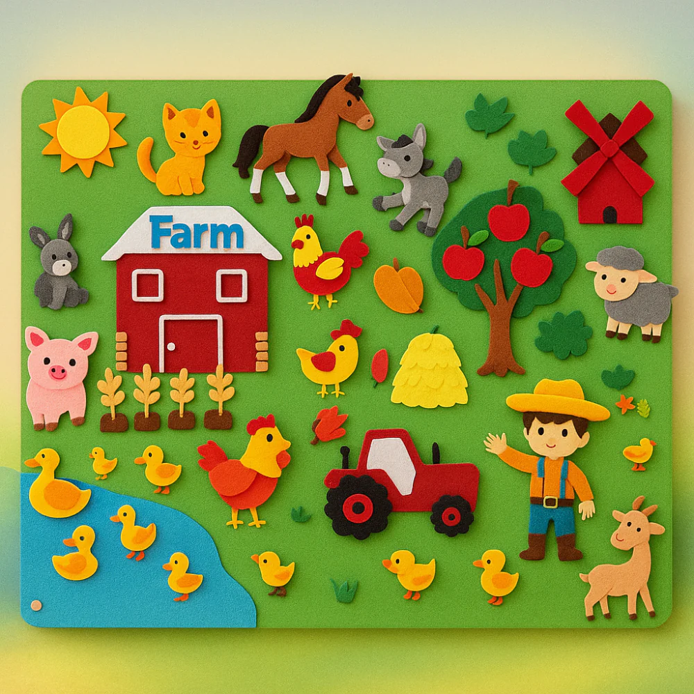 Wall Art Felt Board Interactive Kids Learning Display