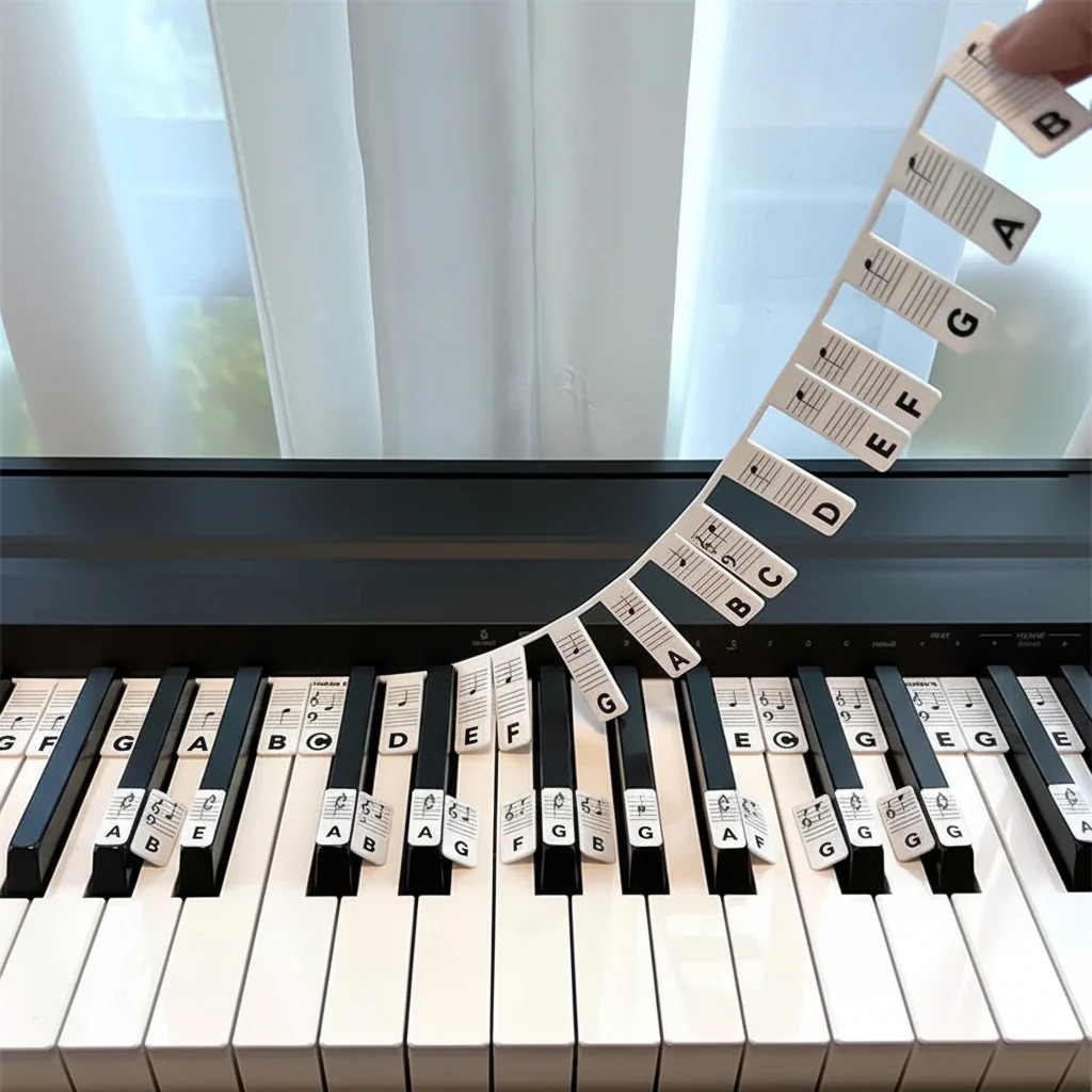 Piano Keyboard Stickers Silicone Note Labels Key Learning