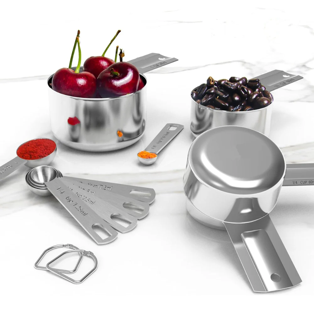 Measuring Cups Stainless Steel Set Spoons Baking Cooking
