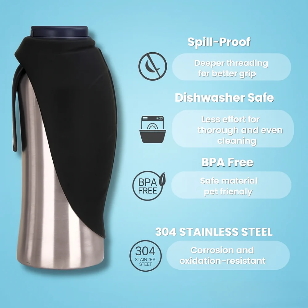 Dog Water Bottle Stainless Steel Travel Drinking Container