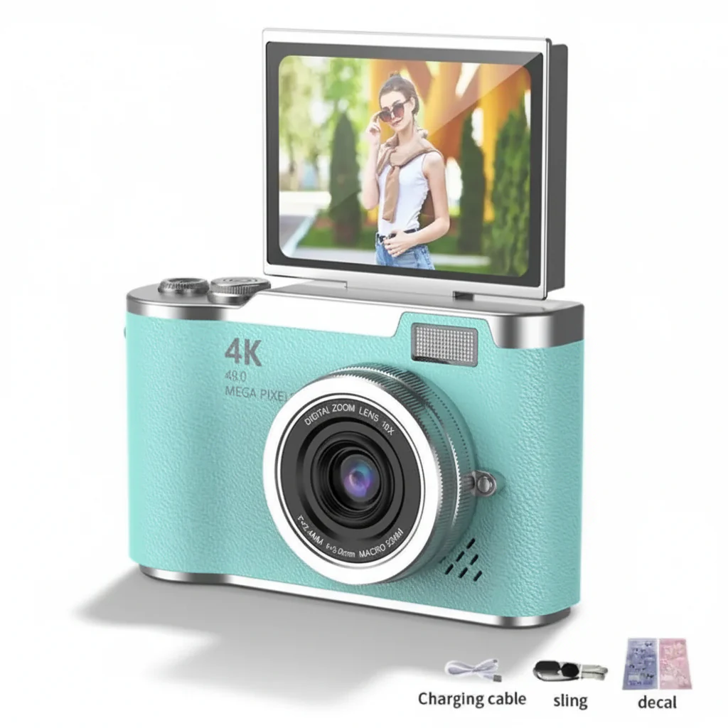 Digital Camera 4K Flip Screen 48MP 8X Zoom Compact Photo Video