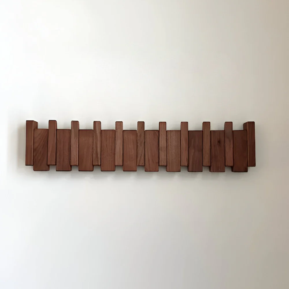 Coat Rack Wooden Wall Mounted Foldable Hook Storage Design