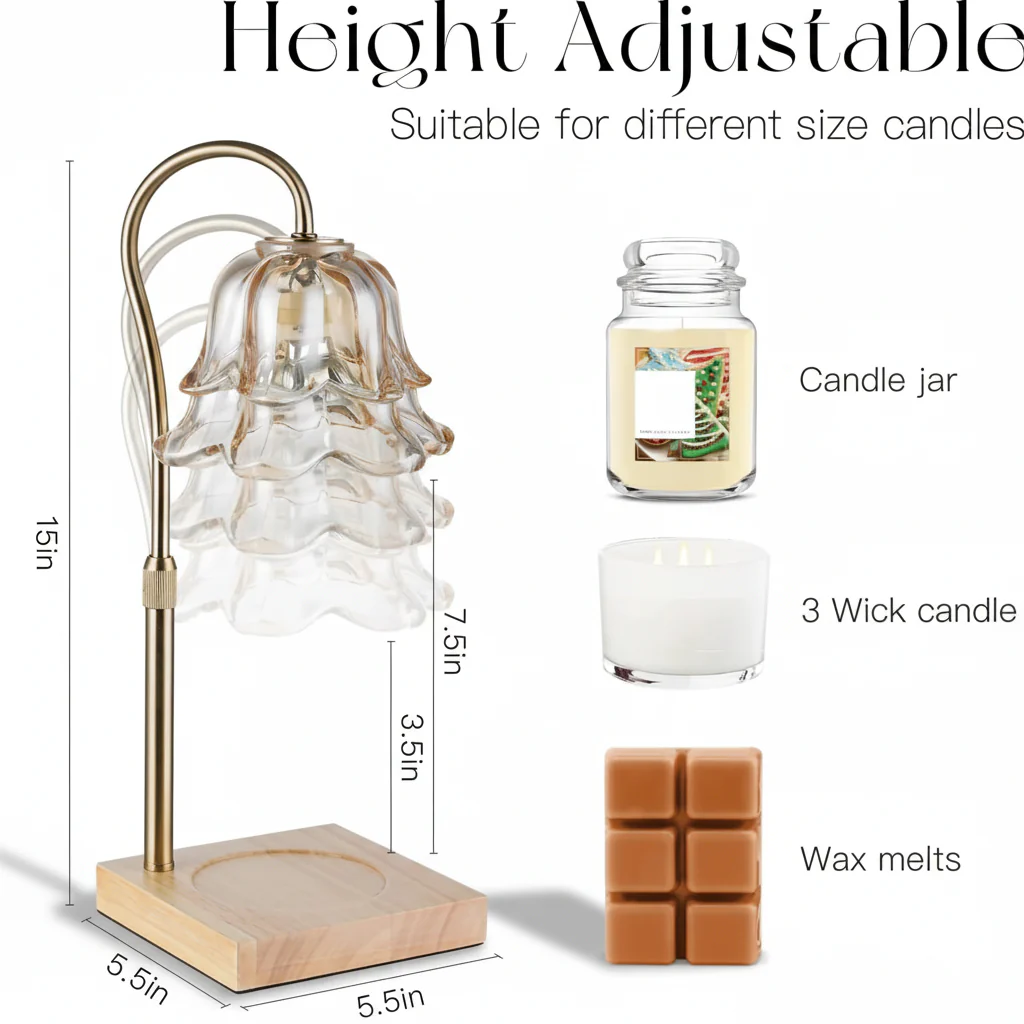 Candle Warmer Lamp Flower Glass Gold Electric Wax Melt Heater