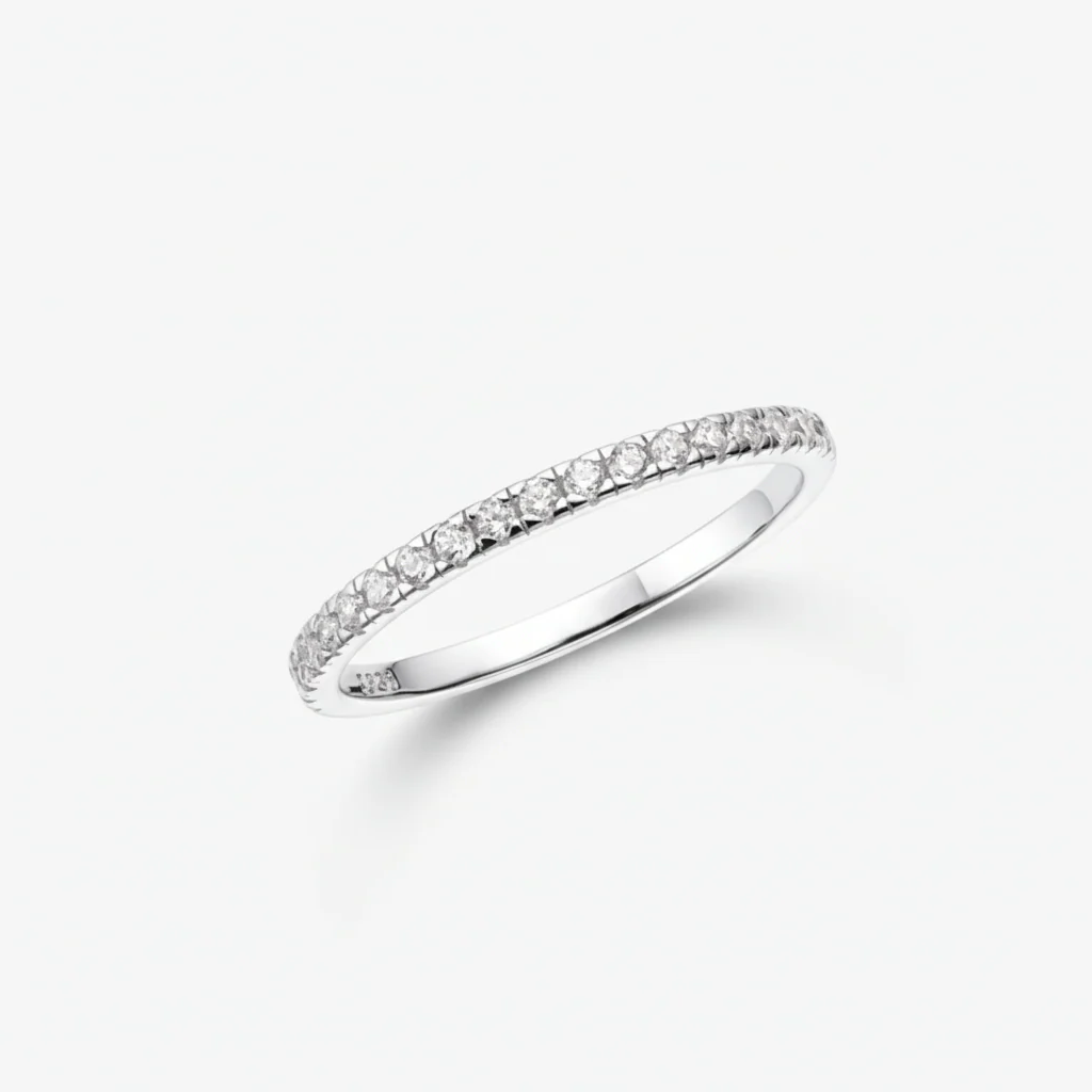 Stacking Ring Geometric Silver Band Cubic Zirconia