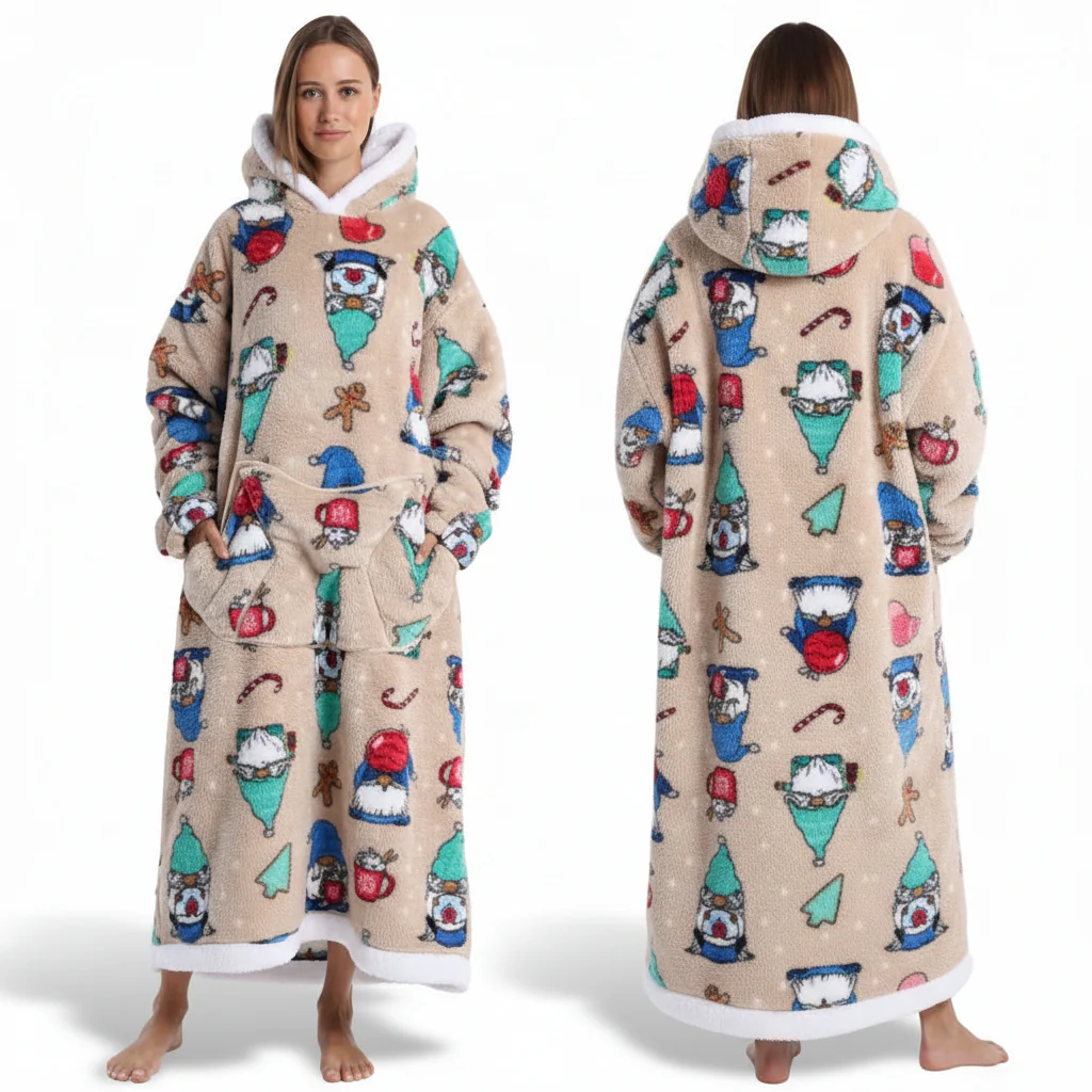 Blanket Hoodie Sherpa Halloween Print Oversized Wearable Throw