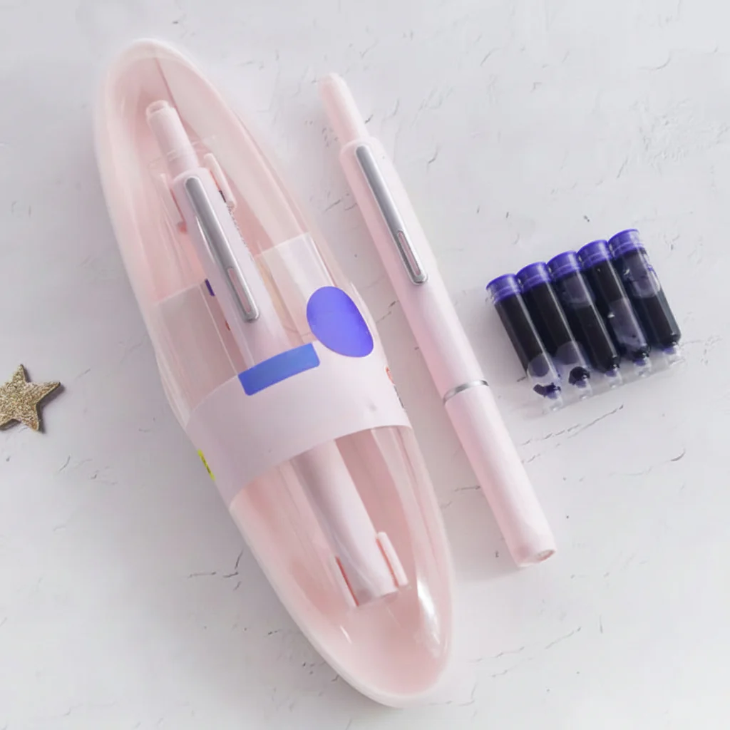 Fountain Pen Retractable Stainless Steel Refillable Writing Pen