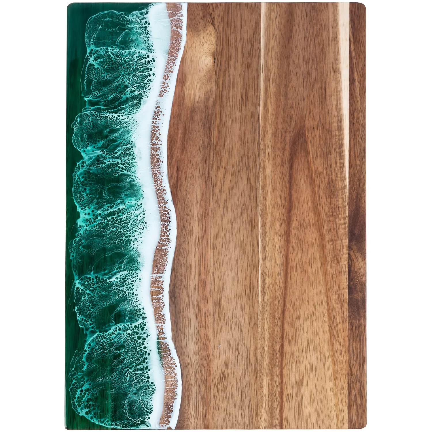 Wave Resin Cutting Board | Ocean-Inspired Acacia Wood Cheese & Serving Board