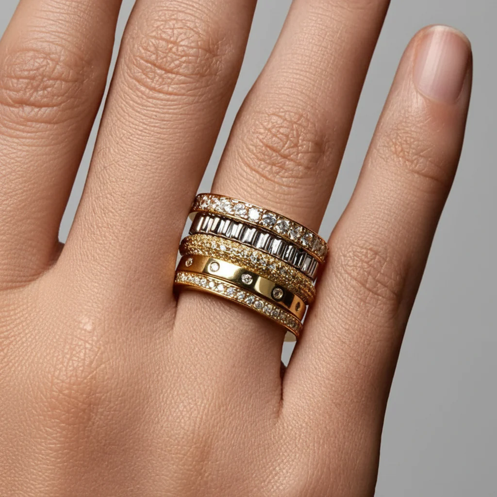 Silver Ring Sterling Band Bead Bright Setting Everyday Wear