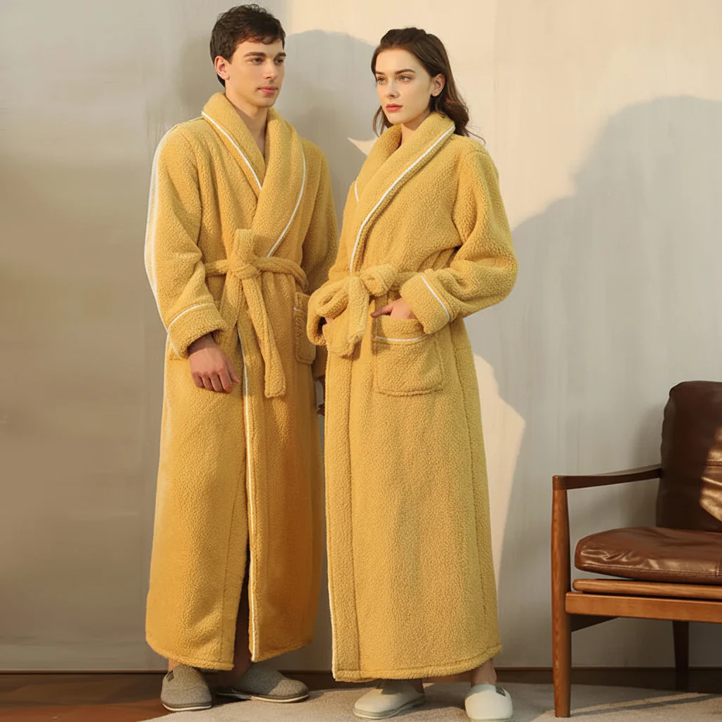 Bathrobe Winter Warm Long Sleeve Lounge Robe