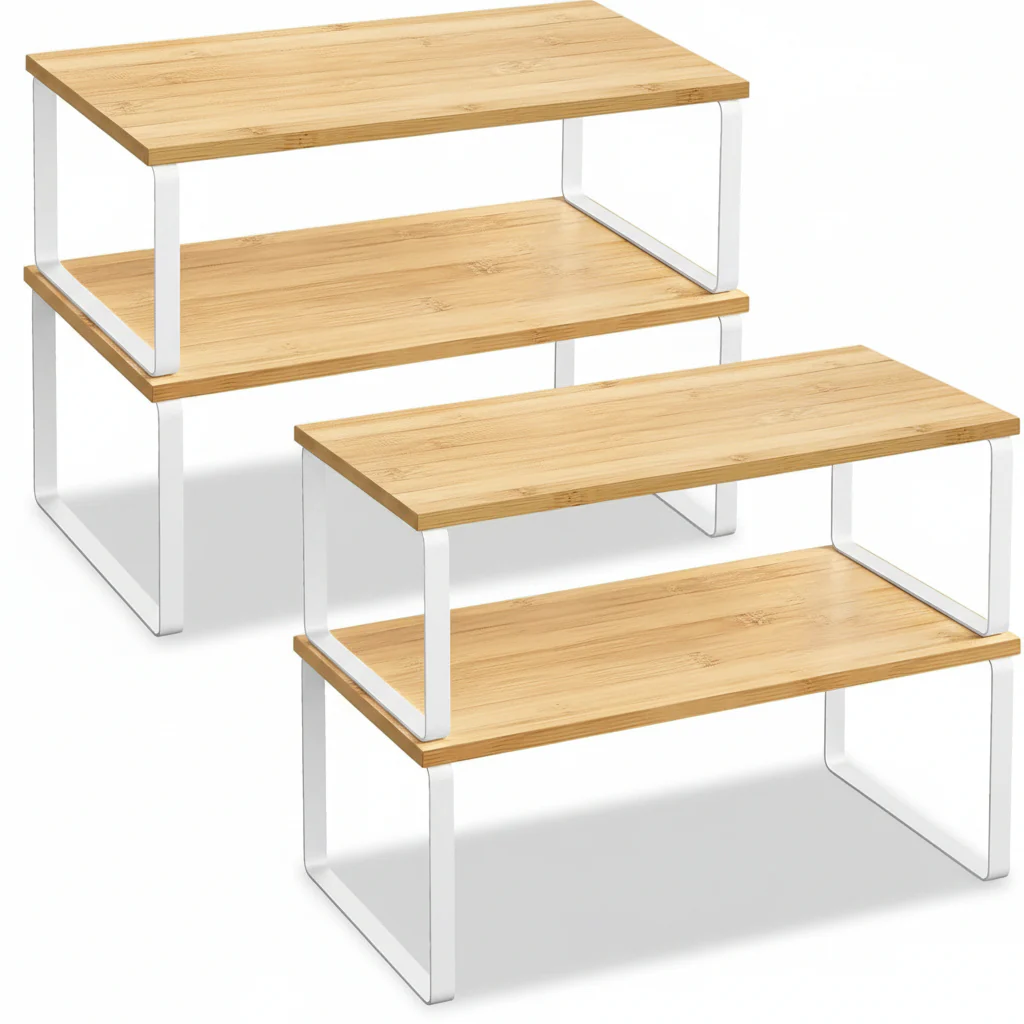 Shelf Organizer Stackable Metal Kitchen Cabinet Storage Racks