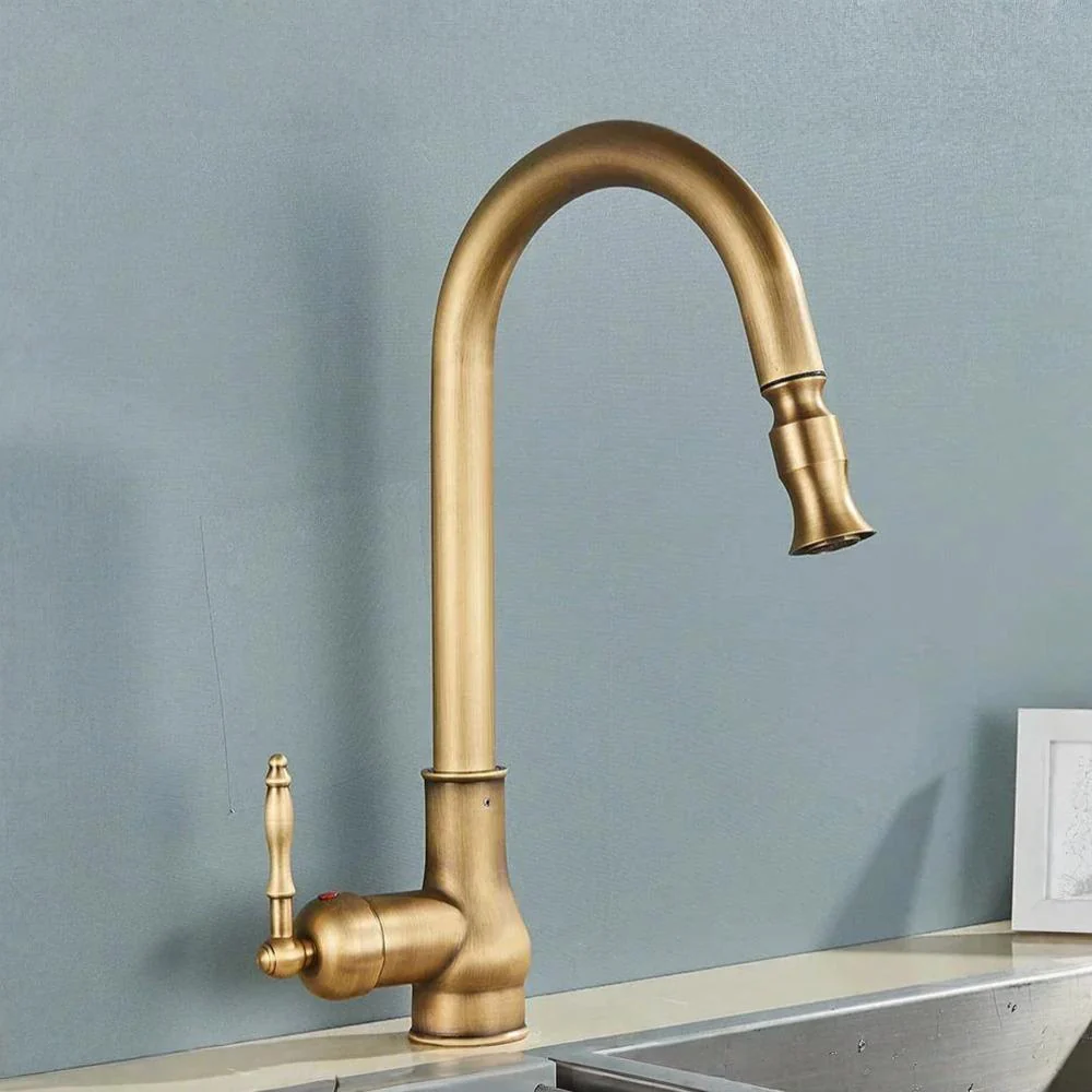 Kitchen Faucet Brass Vintage Swivel Spout Mixer