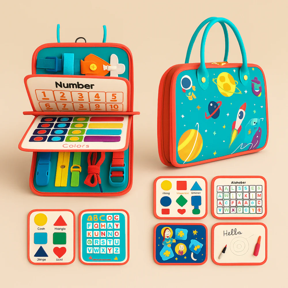 Toy Sensory Montessori Activity Board Travel Case