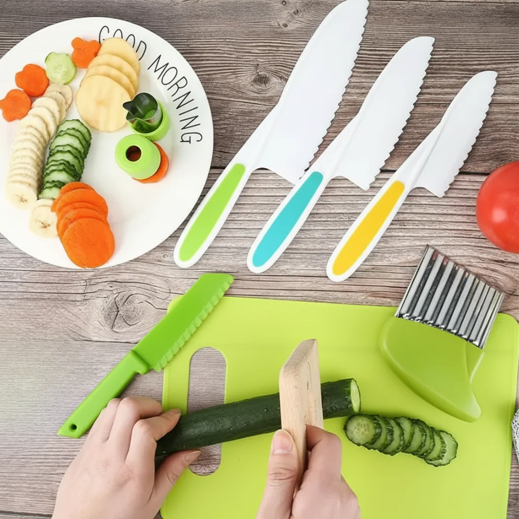 Kids Kitchen Set Child Safe Cooking Tools Beginner Chefs