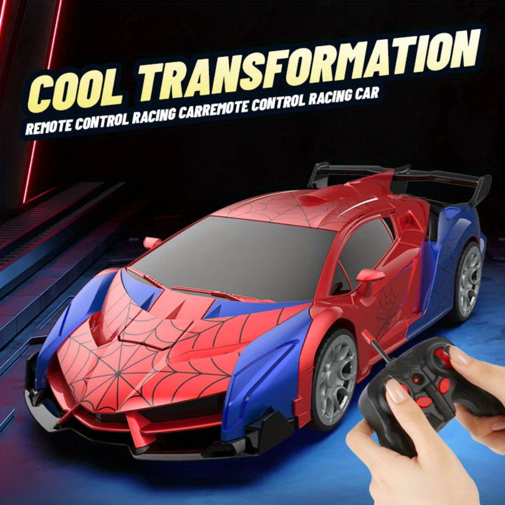 Remote Control Car Transforming Robot Toy LED Light Kids Playset