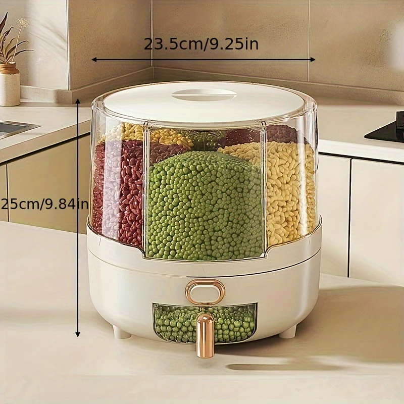 Rotating Airtight Food Storage Container | Large-Capacity Grain & Cereal Dispenser with 360° Design