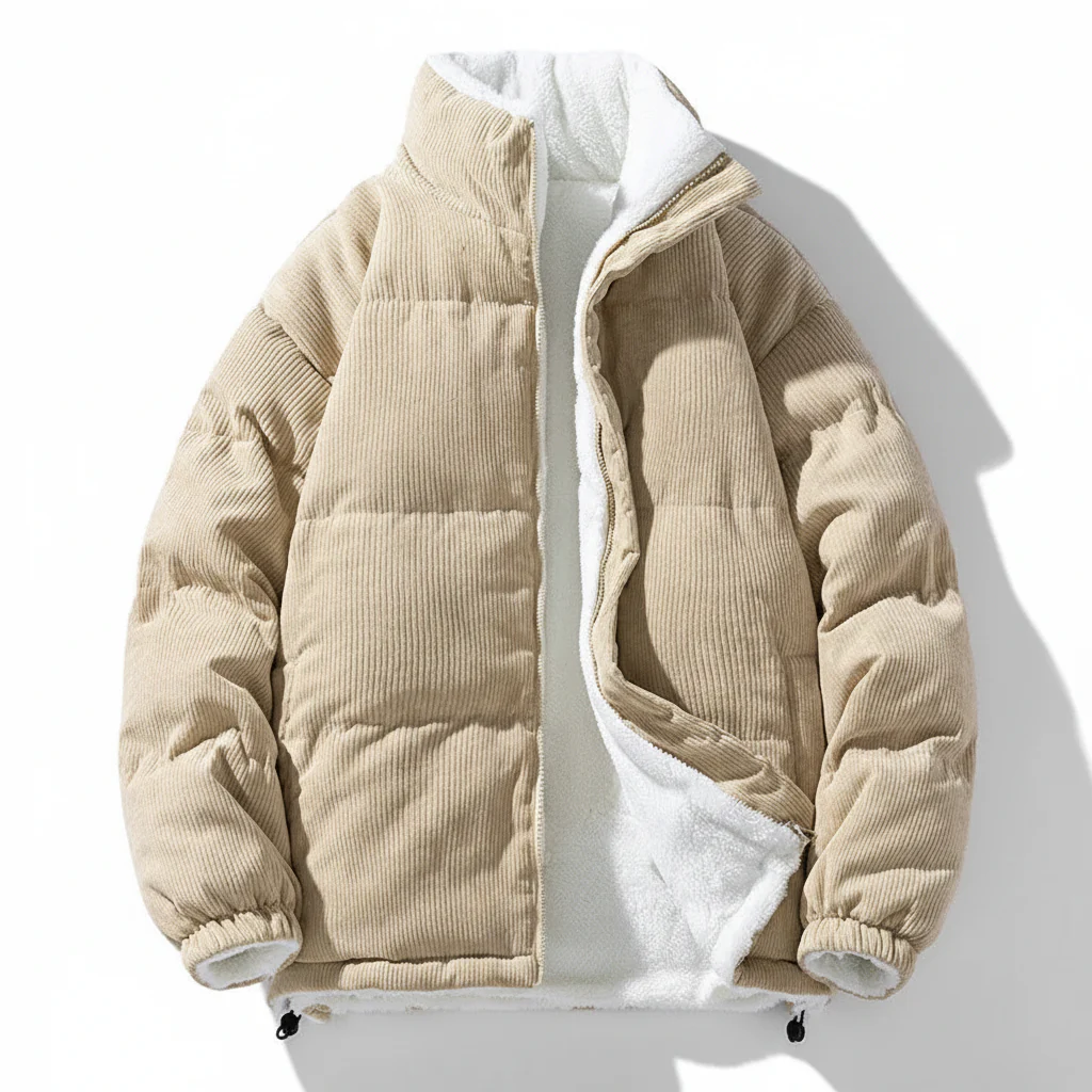 Jacket Corduroy Warm Lined Zip Up Winter Outerwear