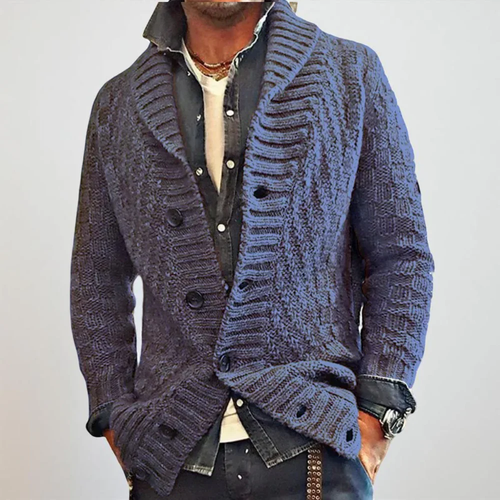 Men’s Jacket Knit Shawl Collar Long Cardigan