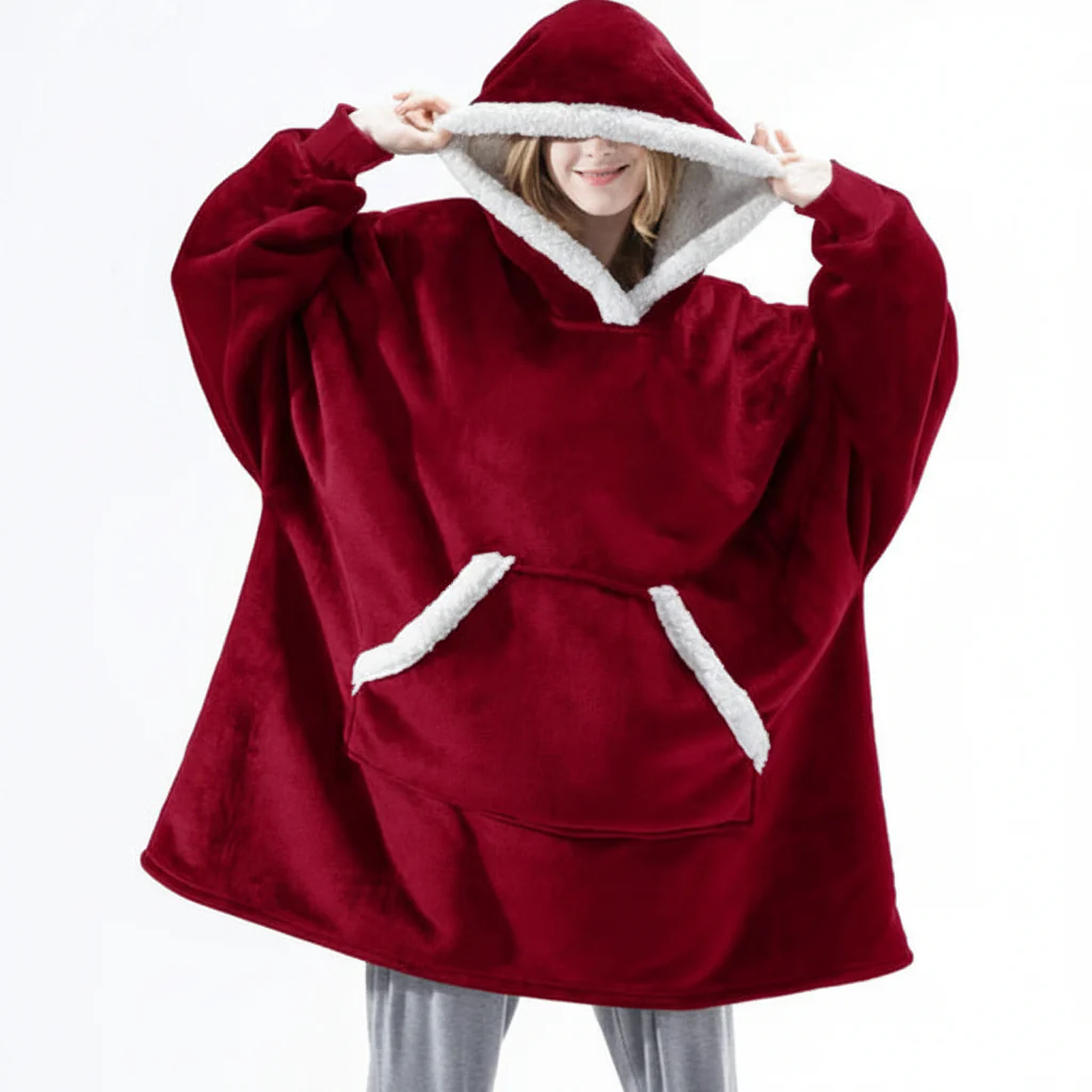 Wearable  Cozy Blanket Hooded Thick Warm Blanket