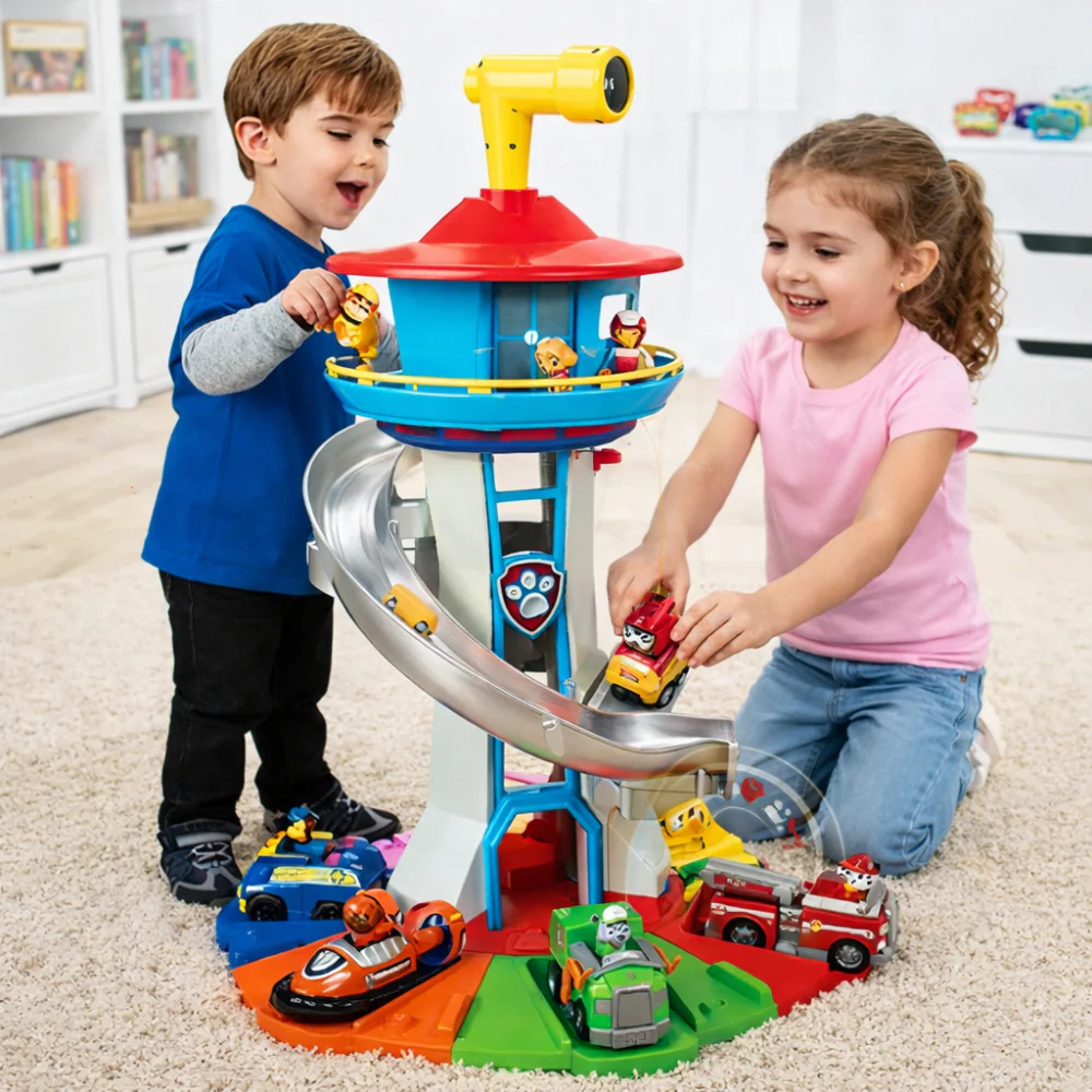 Kids Toy Car Slide Tower Racing Track Playset