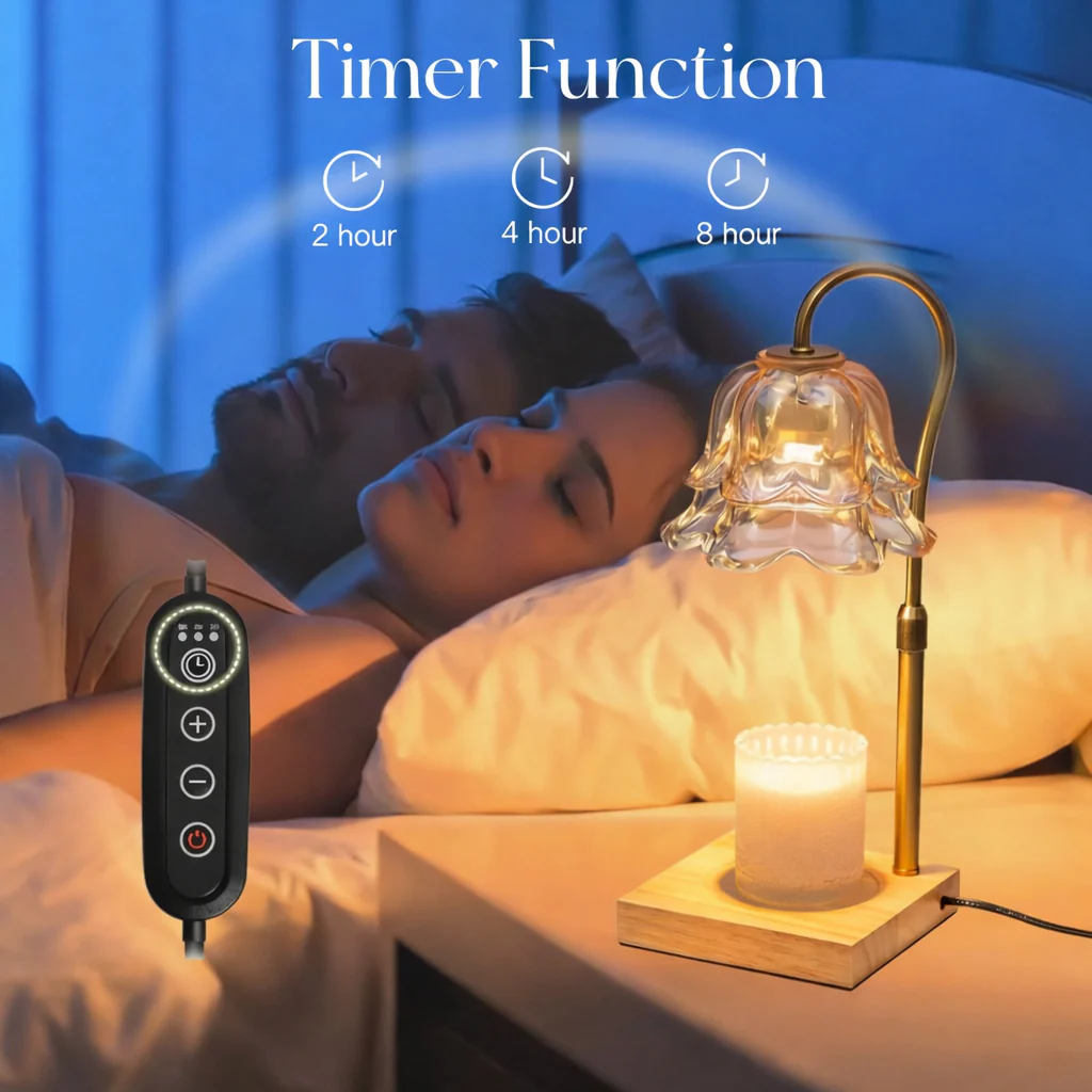 Candle Warmer Lamp Flower Glass Gold Electric Wax Melt Heater