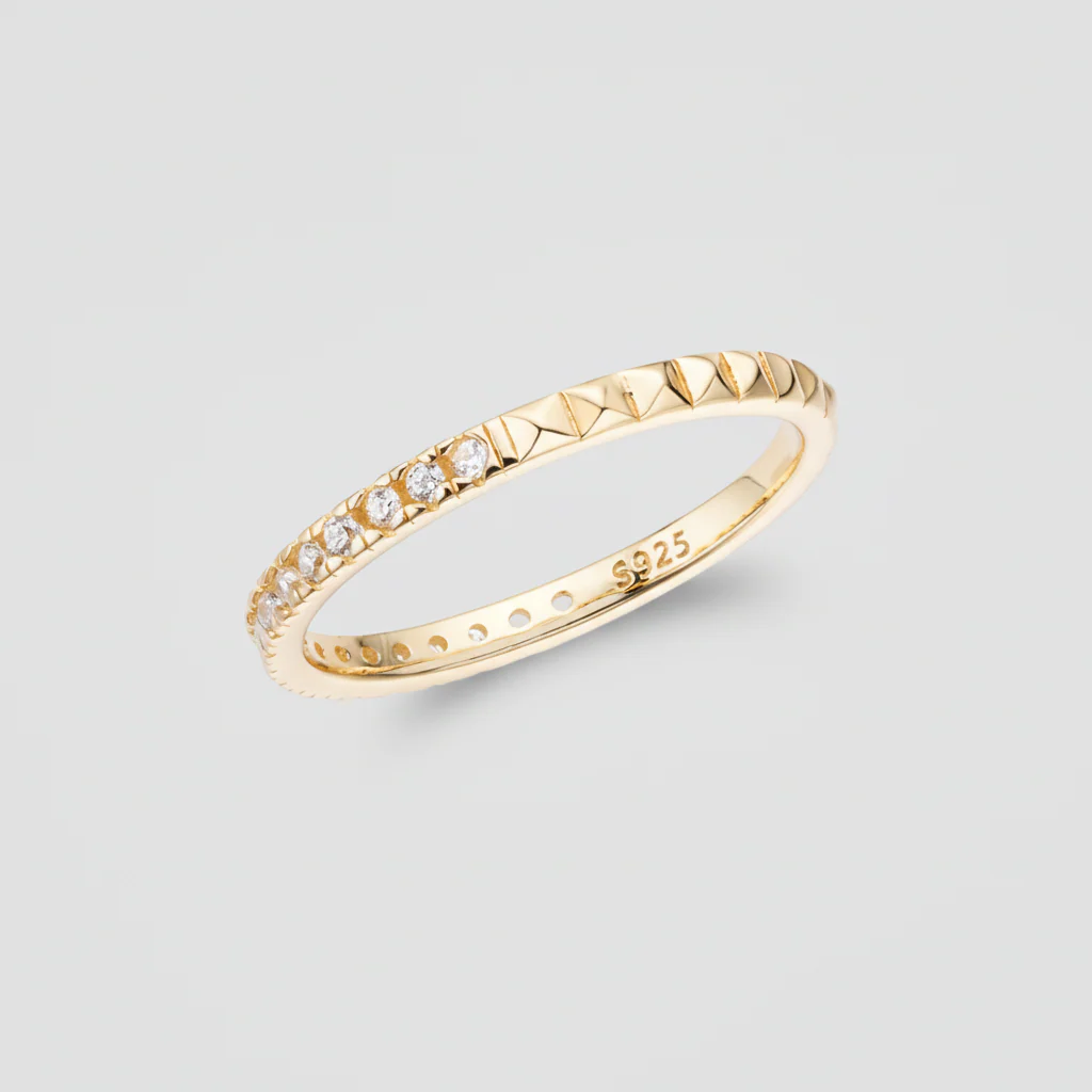 Stacking Ring Geometric Silver Band Cubic Zirconia