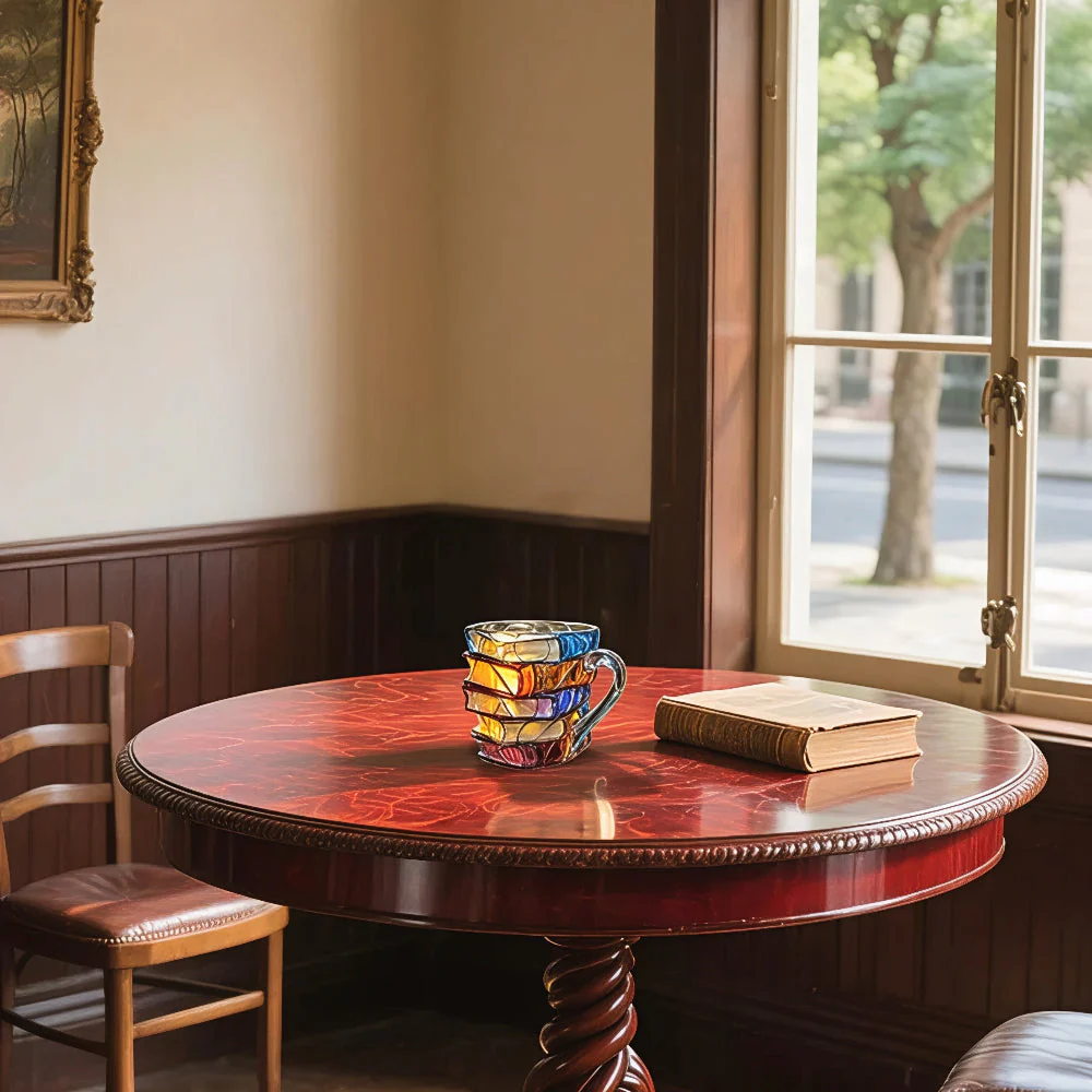 Coffee Mug Glass Book Design 3D Style Literary Gift Cup