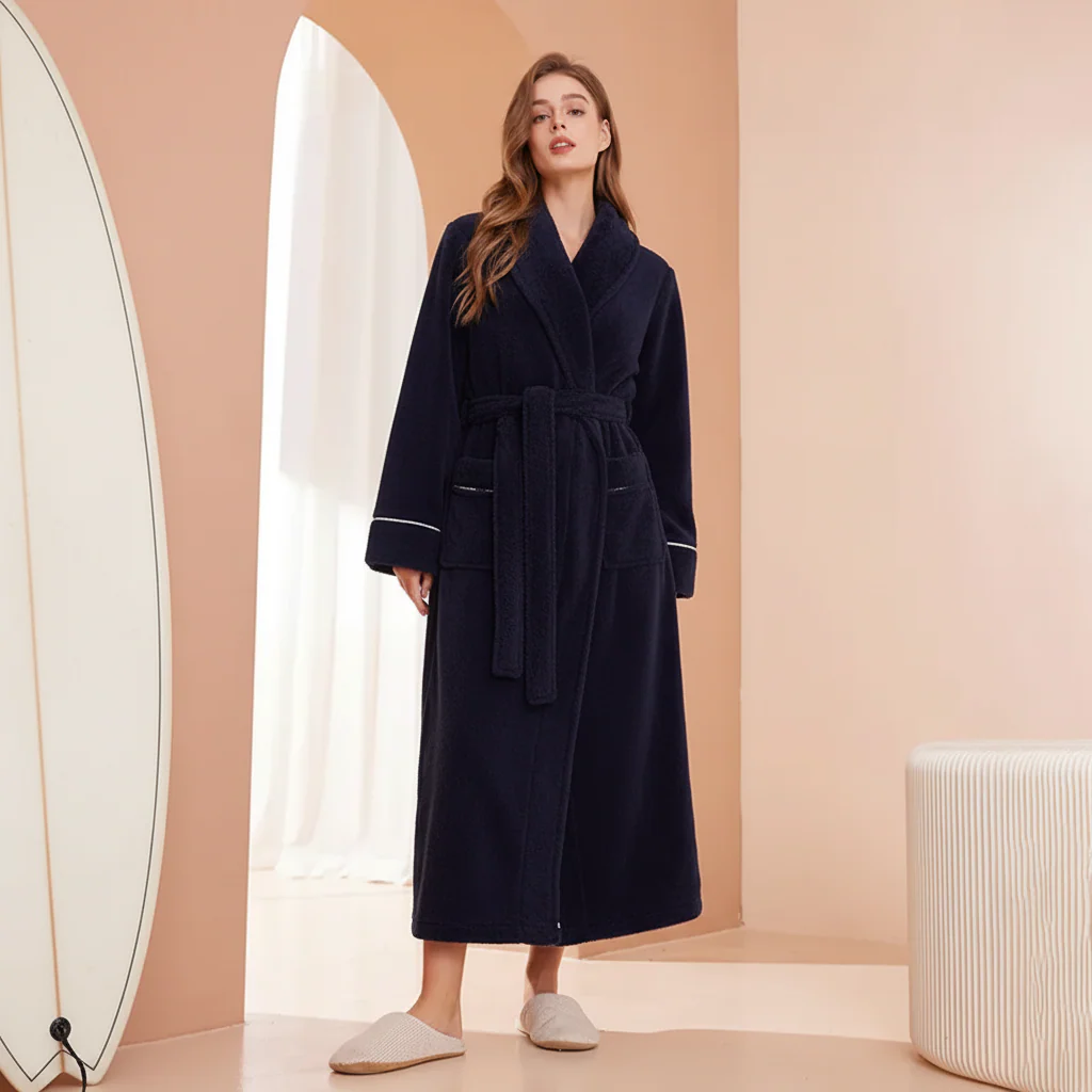 Bathrobe Winter Warm Long Sleeve Lounge Robe