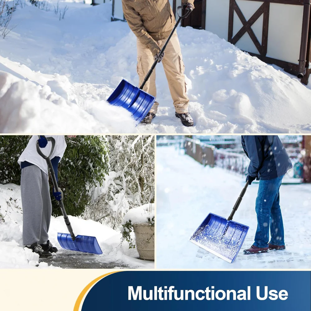 Snow Shovel Adjustable Handle Wide Blade Plastic Scoop Tool