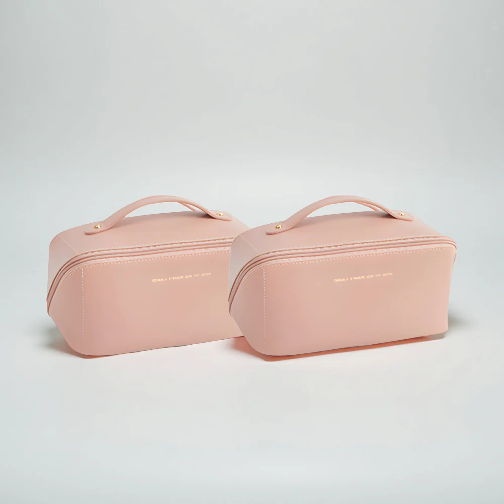 Makeup Bag Travel Organizer PU Shell Cosmetic Case Large Capacity