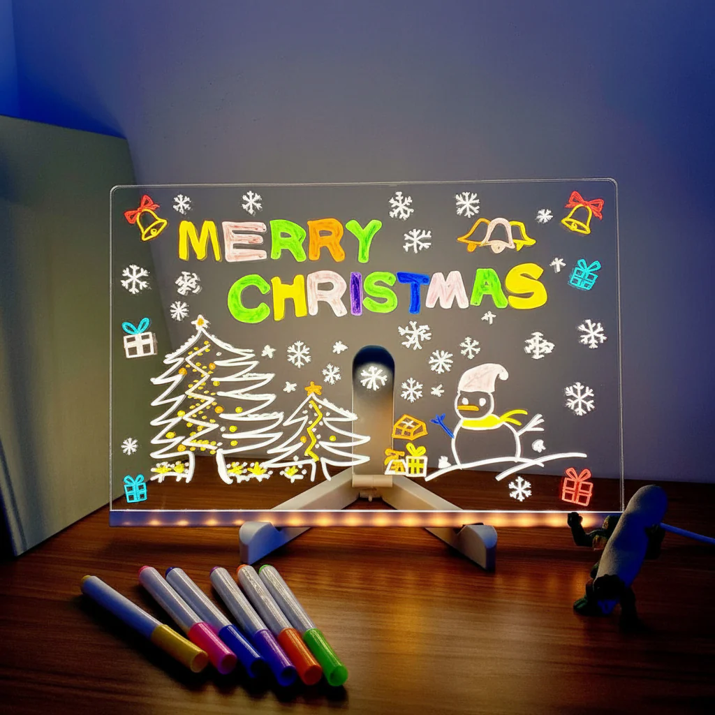 Wall Art LED Drawing Board Kids Reusable Light Up Writing Tablet