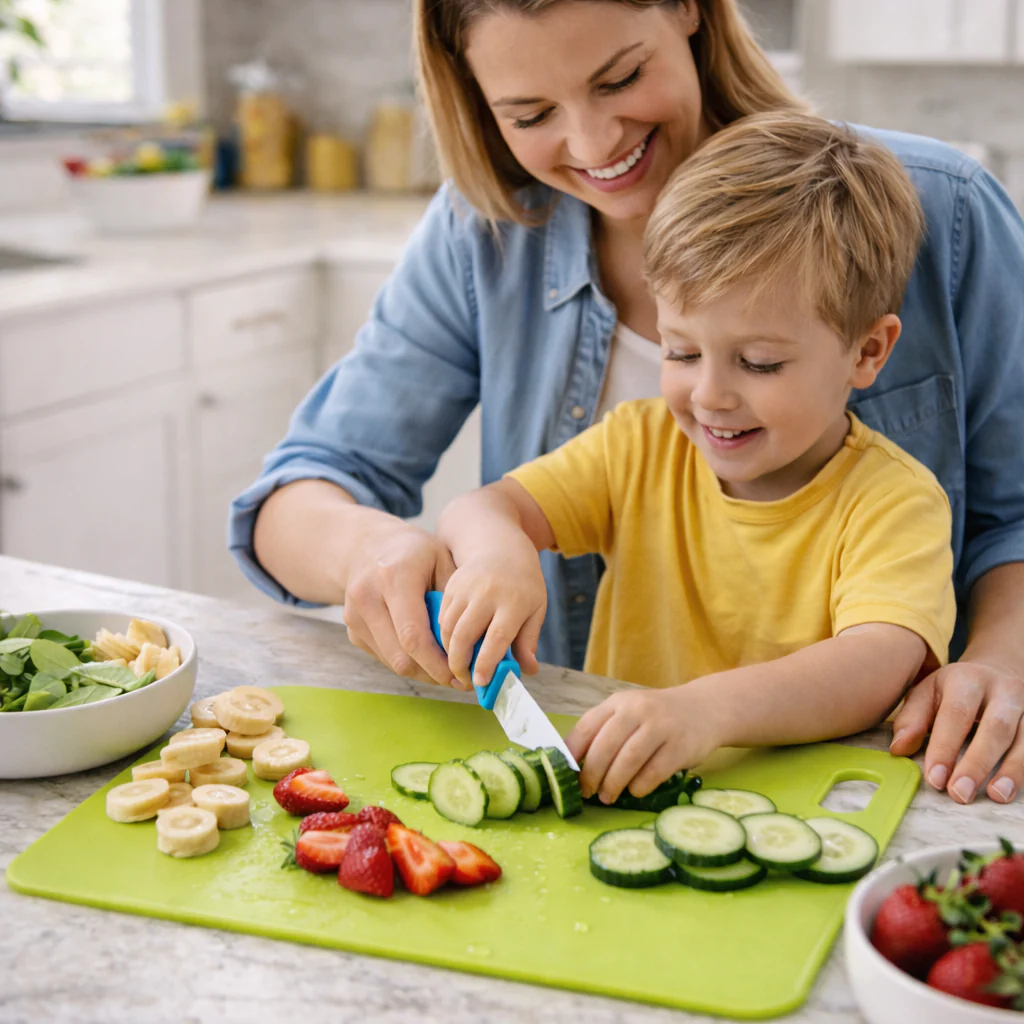 Kids Kitchen Set Child Safe Cooking Tools Beginner Chefs