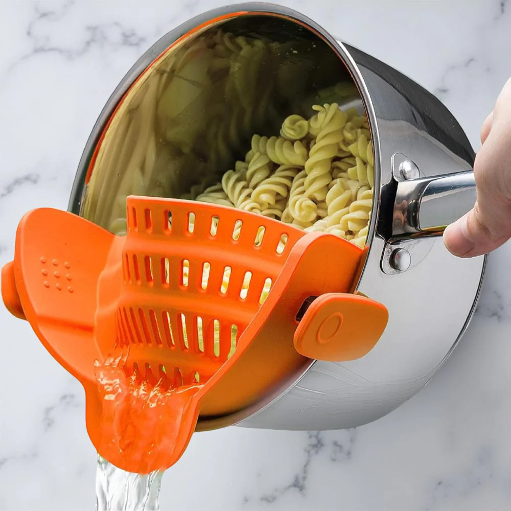 Kitchen Strainer Clip Style Pot Pasta Colander Silicone
