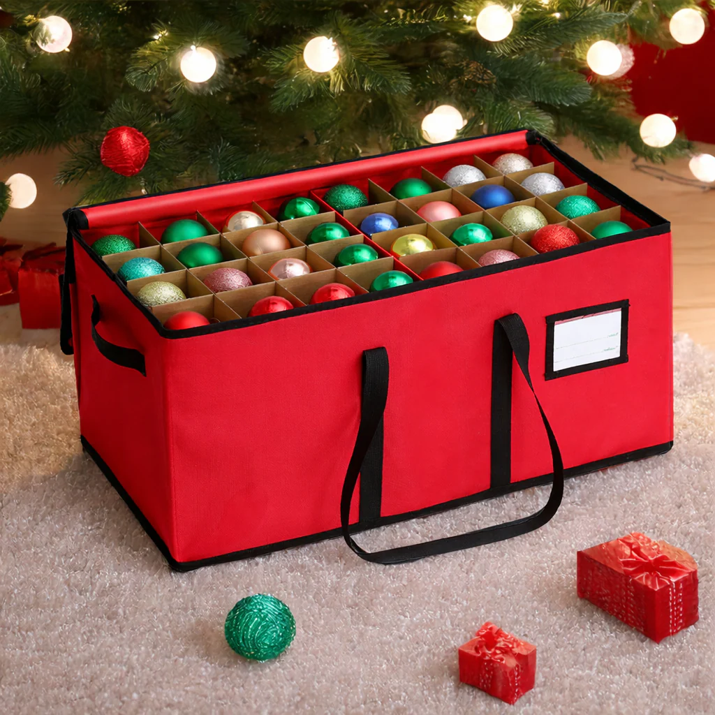 Christmas Ornament Storage Bag Stackable Fabric Organizer