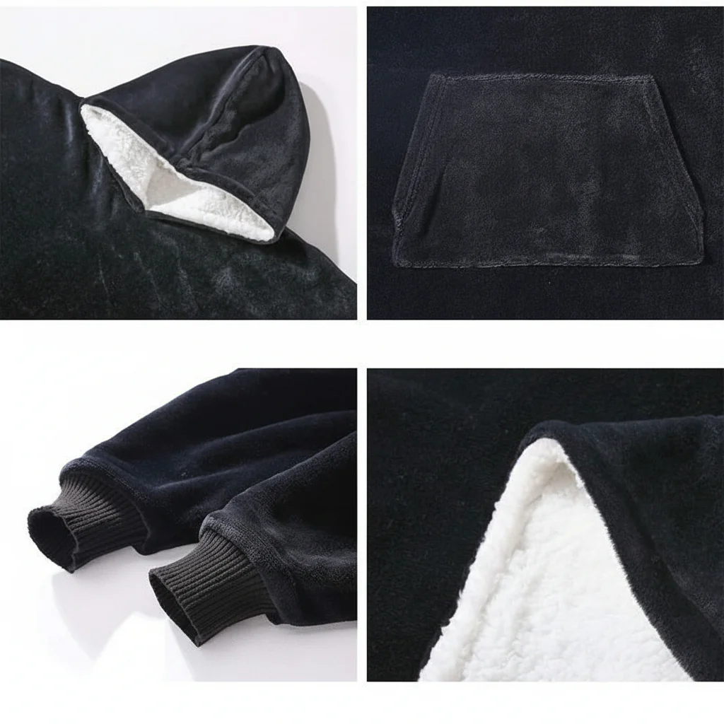 Wearable  Cozy Blanket Hooded Thick Warm Blanket