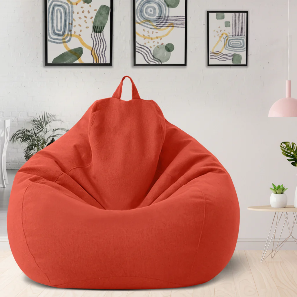 Bean Bag Chair Linen Ergonomic Lounger Home Relaxation