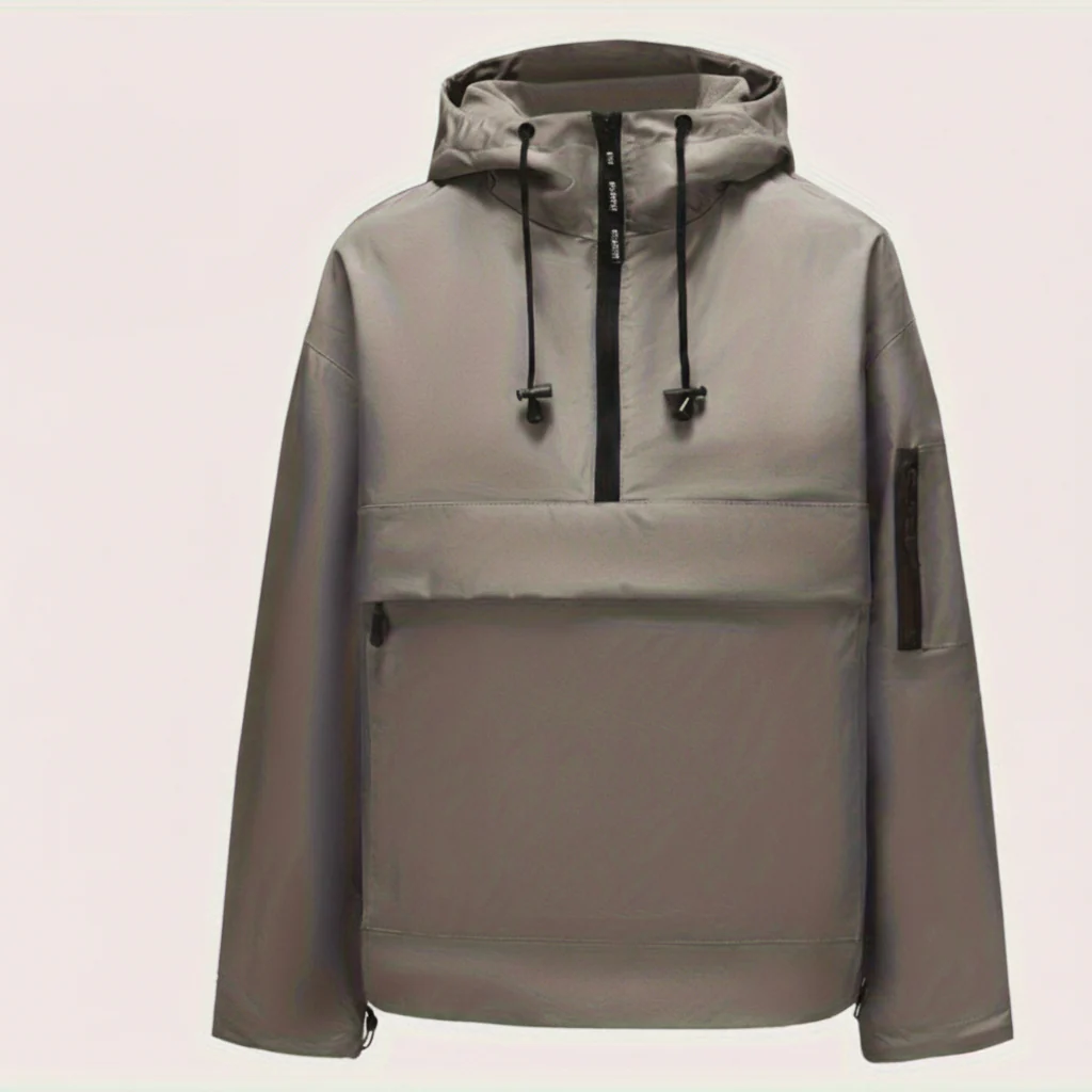 Hooded Jacket Casual Pullover Zipper Pocket