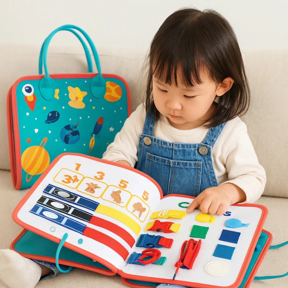 Toy Sensory Montessori Activity Board Travel Case