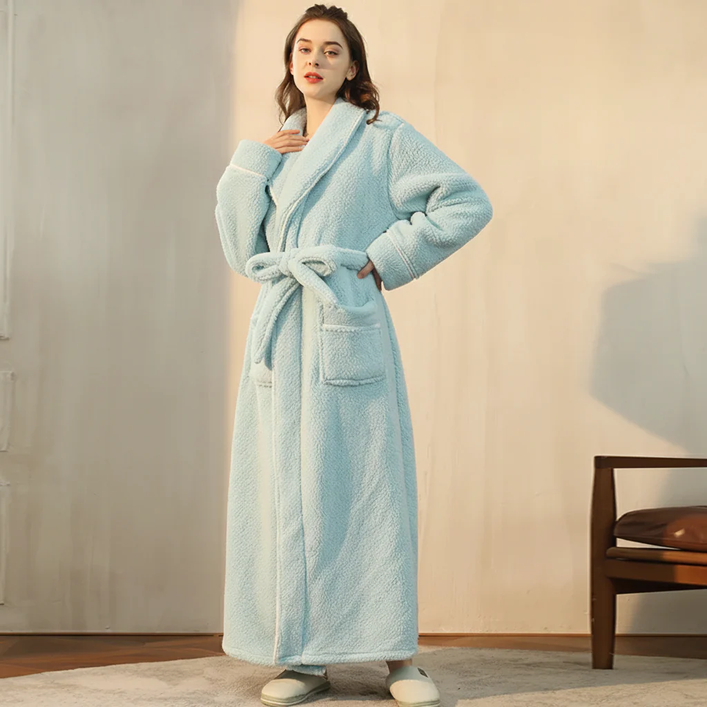 Bathrobe Winter Warm Long Sleeve Lounge Robe