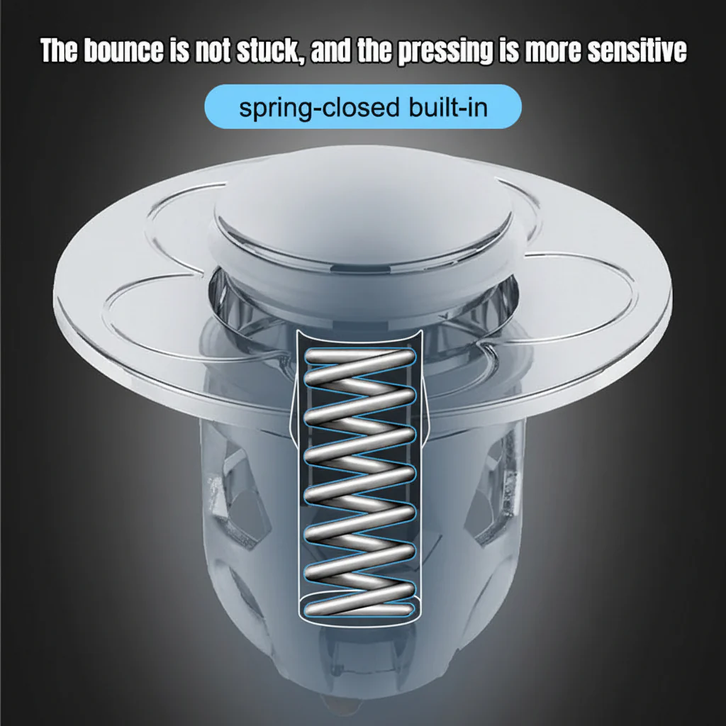 Sink Drain Stopper Pop Up Stainless Steel Anti Clog Bathroom Plug